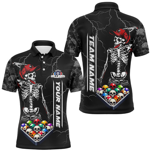 Personalized Funny Skull Billiard Balls Pool Shirts For Men Custom Skeleton Billiard Shirts Gifts TDM2244