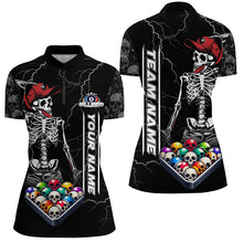 Load image into Gallery viewer, Personalized Funny Skull Billiard Balls Pool Shirts For Women Custom Skeleton Billiard Shirts Gifts TDM2244