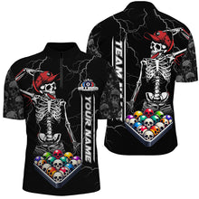 Load image into Gallery viewer, Personalized Funny Skull Billiard Balls Pool Shirts For Men Custom Skeleton Billiard Shirts Gifts TDM2244