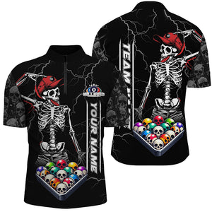 Personalized Funny Skull Billiard Balls Pool Shirts For Men Custom Skeleton Billiard Shirts Gifts TDM2244