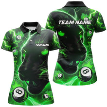 Load image into Gallery viewer, Personalized Green 8 Ball Pool Panther 3D Billiard Shirts For Women, Team League Billiard Jerseys TDM2245
