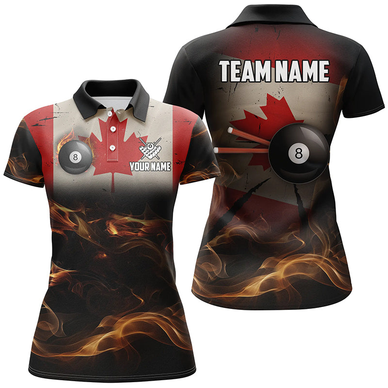 Personalized Canada Flag Vintage Smoke Billiard Shirts For Women, Patriotic Billiard Team Jerseys TDM2500