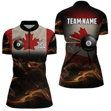 Load image into Gallery viewer, Personalized Canada Flag Vintage Smoke Billiard Shirts For Women, Patriotic Billiard Team Jerseys TDM2500