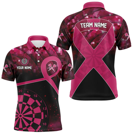 Pink Ribbon Breast Cancer Awareness Darts Shirt For Men Custom Breast Cancer Shirts For Darts Lover TDM2507
