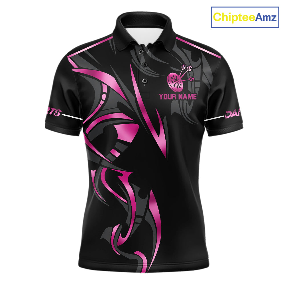 Pink And Black Dartboard Crown Dart Shirts For Men Custom Dart Jersey Team Polo & Quarter Zip TDM7523