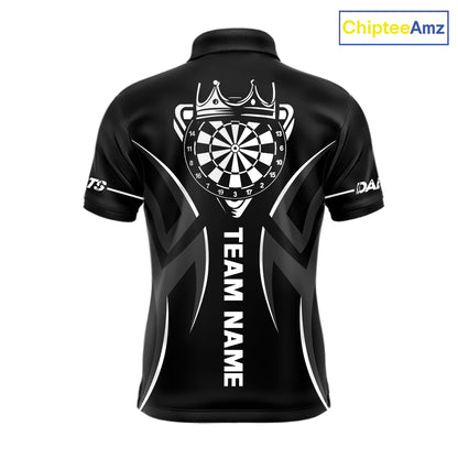 Black And White Dartboard Crown Dart Shirts For Men Custom Dart Jersey Team Polo & Quarter Zip TDM7524
