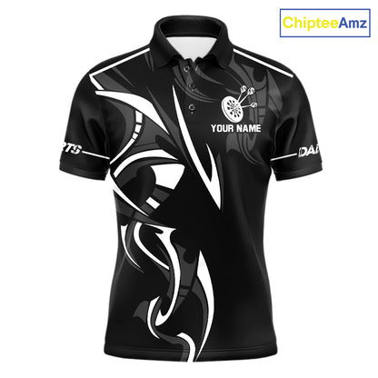 Black And White Dartboard Crown Dart Shirts For Men Custom Dart Jersey Team Polo & Quarter Zip TDM7524