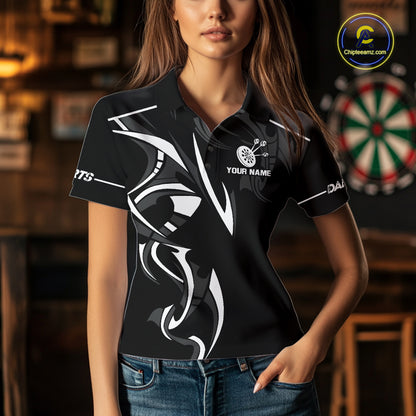 Black And White Dartboard Crown Dart Shirts For Women Custom Dart Jersey Team Polo & Quarter Zip TDM7524