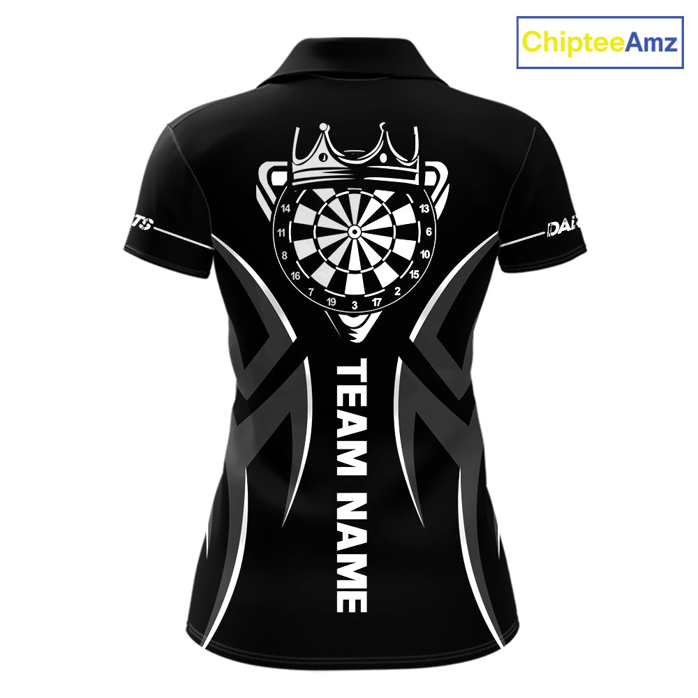 Black And White Dartboard Crown Dart Shirts For Women Custom Dart Jersey Team Polo & Quarter Zip TDM7524