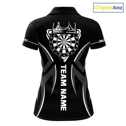 Black And White Dartboard Crown Dart Shirts For Women Custom Dart Jersey Team Polo & Quarter Zip TDM7524