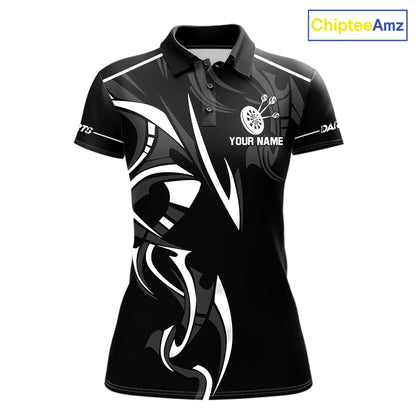 Black And White Dartboard Crown Dart Shirts For Women Custom Dart Jersey Team Polo & Quarter Zip TDM7524