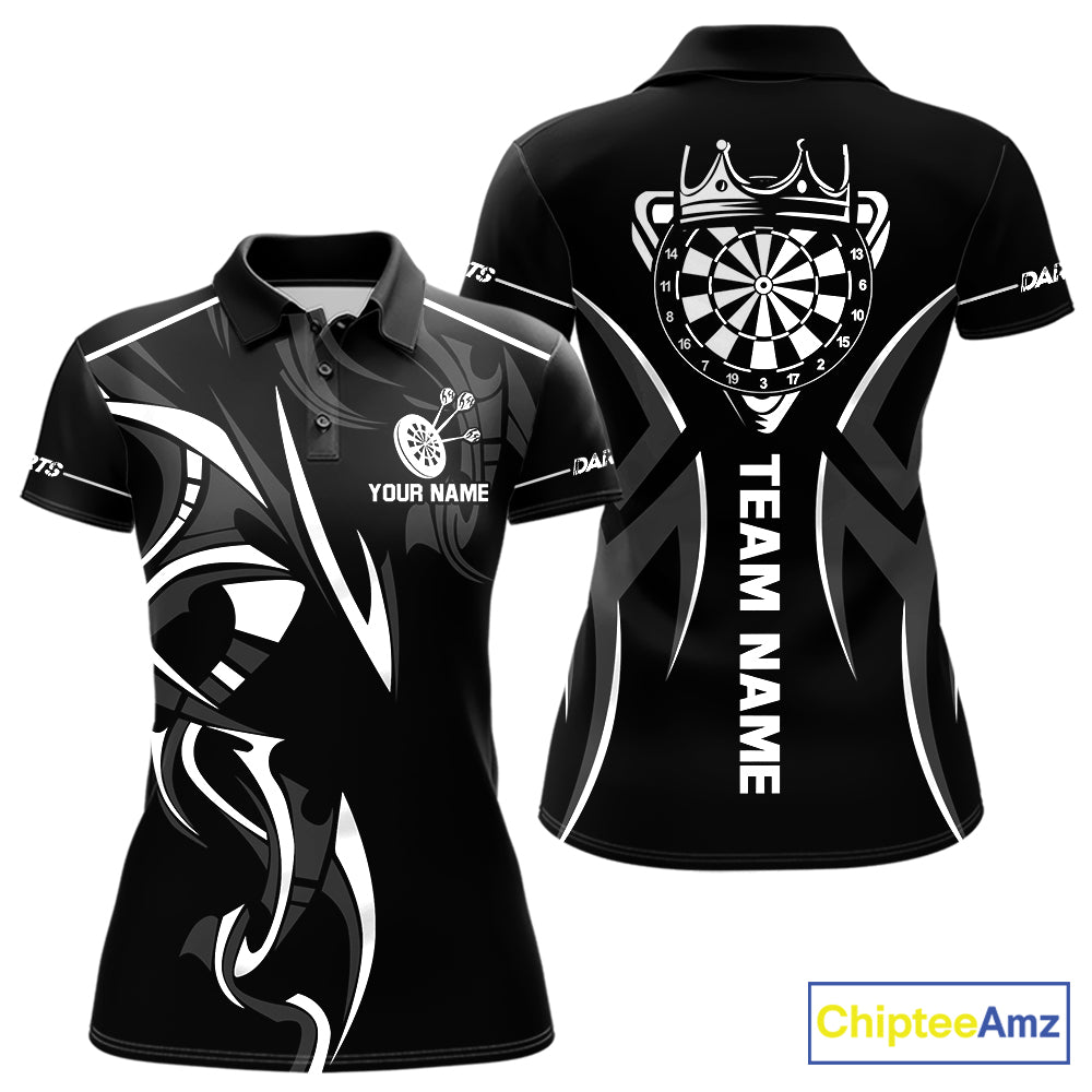 Black And White Dartboard Crown Dart Shirts For Women Custom Dart Jersey Team Polo & Quarter Zip TDM7524