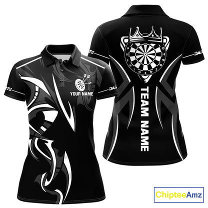 Black And White Dartboard Crown Dart Shirts For Women Custom Dart Jersey Team Polo & Quarter Zip TDM7524