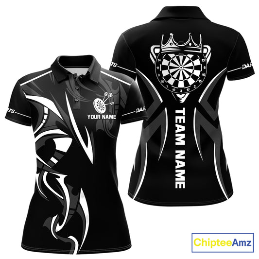Black And White Dartboard Crown Dart Shirts For Women Custom Dart Jersey Team Polo & Quarter Zip TDM7524