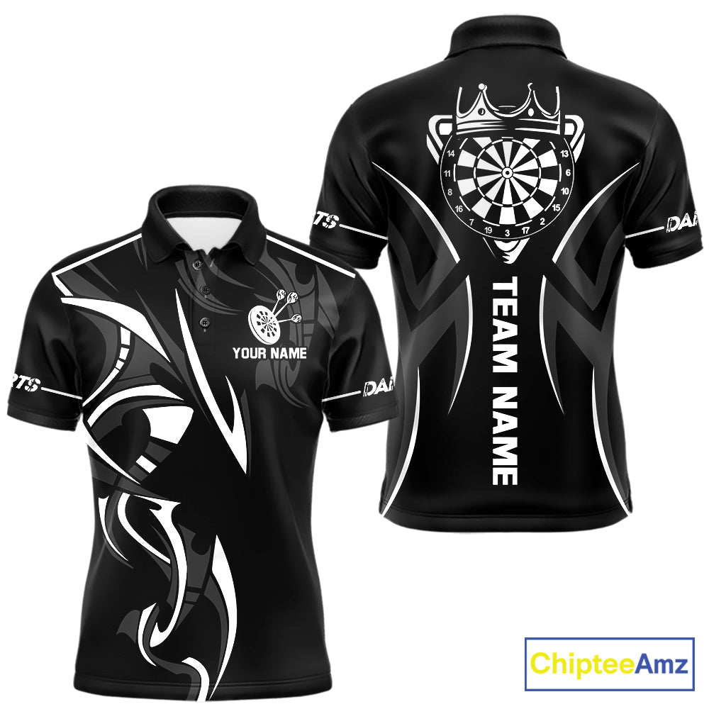 Black And White Dartboard Crown Dart Shirts For Men Custom Dart Jersey Team Polo & Quarter Zip TDM7524