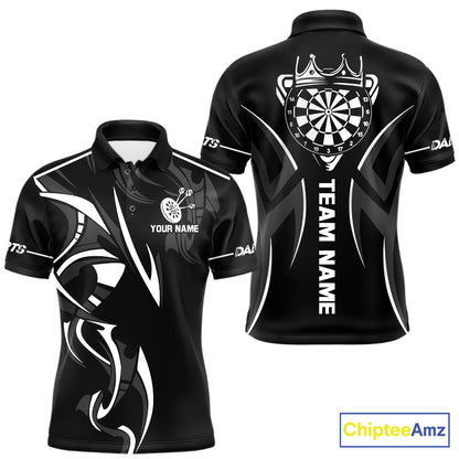 Black And White Dartboard Crown Dart Shirts For Men Custom Dart Jersey Team Polo & Quarter Zip TDM7524