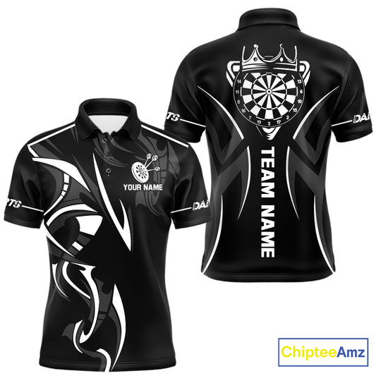 Black And White Dartboard Crown Dart Shirts For Men Custom Dart Jersey Team Polo & Quarter Zip TDM7524