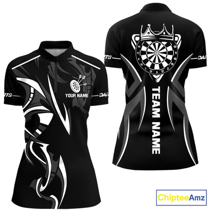 Black And White Dartboard Crown Dart Shirts For Women Custom Dart Jersey Team Polo & Quarter Zip TDM7524