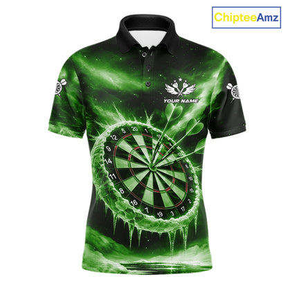 Personalized Green Dartboard Icy Darts Shirt For Men Custom Darts Jersey Team Polo & 1/4 Zip TDM7525