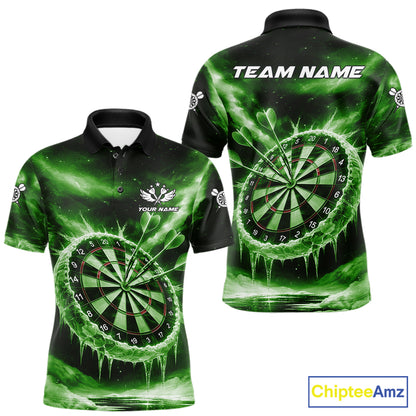 Personalized Green Dartboard Icy Darts Shirt For Men Custom Darts Jersey Team Polo & 1/4 Zip TDM7525