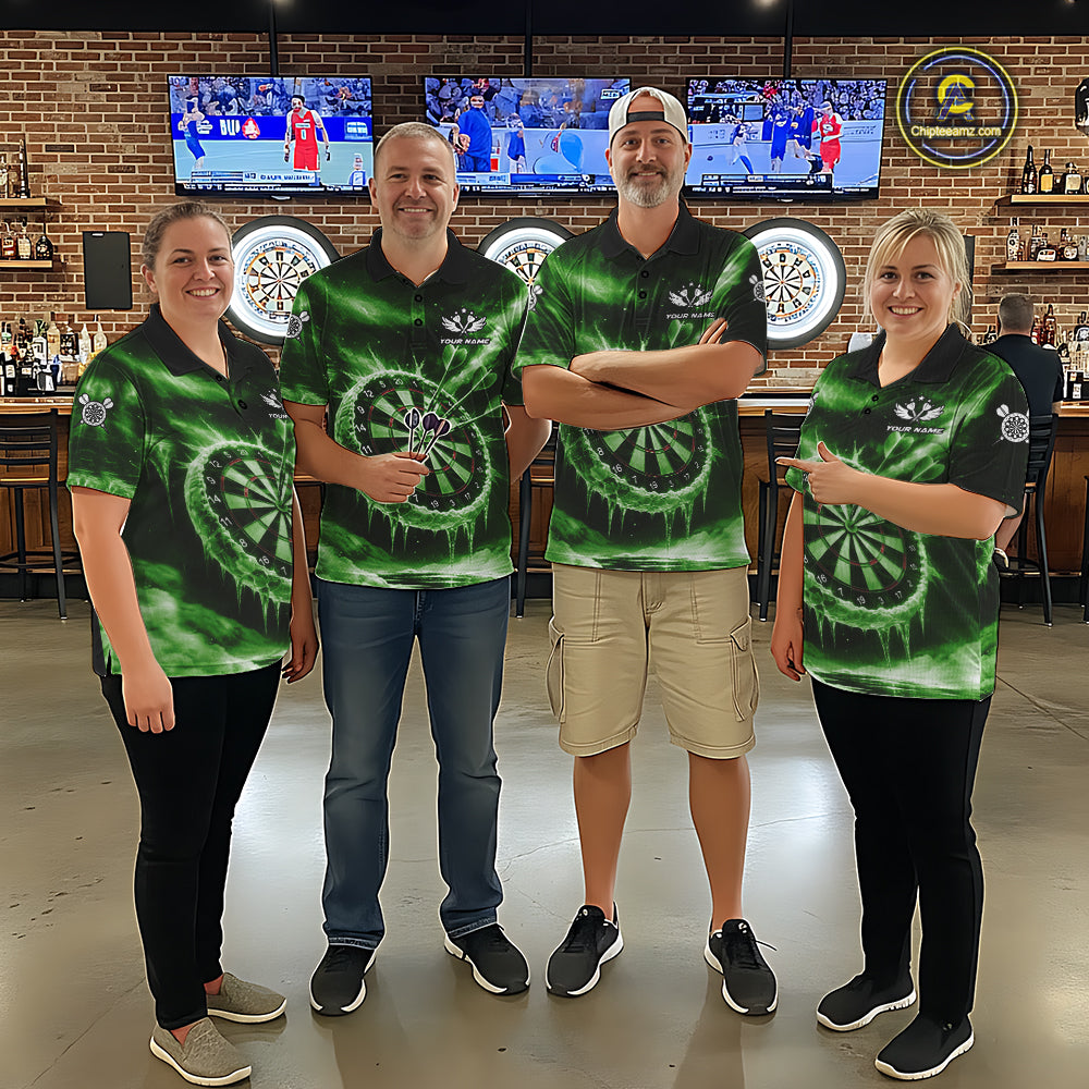 Personalized Green Dartboard Icy Darts Shirt For Women Custom Darts Jersey Team Polo & 1/4 Zip TDM7525