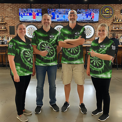 Personalized Green Dartboard Icy Darts Shirt For Women Custom Darts Jersey Team Polo & 1/4 Zip TDM7525