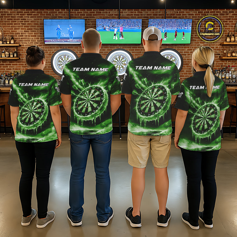 Personalized Green Dartboard Icy Darts Shirt For Women Custom Darts Jersey Team Polo & 1/4 Zip TDM7525