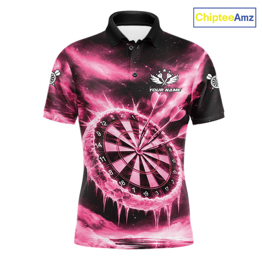 Personalized Pink Dartboard Icy Darts Shirt For Men Custom Darts Jersey Team Polo & 1/4 Zip TDM7526