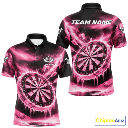Personalized Pink Dartboard Icy Darts Shirt For Men Custom Darts Jersey Team Polo & 1/4 Zip TDM7526