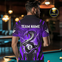 Load image into Gallery viewer, Personalized Thunder Lightning Cobra Snake Men Billiard Shirt, 8 Ball Billiard Team Jerseys |Purple TDM2749