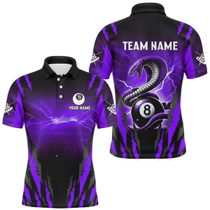 Personalized Thunder Lightning Cobra Snake Men Billiard Shirt, 8 Ball Billiard Team Jerseys |Purple TDM2749