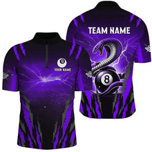 Load image into Gallery viewer, Personalized Thunder Lightning Cobra Snake Men Billiard Shirt, 8 Ball Billiard Team Jerseys |Purple TDM2749