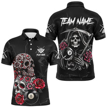 Load image into Gallery viewer, Personalized Red Funny Skull Roses 8 Ball Billiard Shirts For Men Custom Pool Team Shirts Designs TDM2755