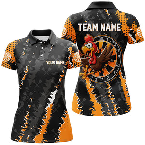 Funny Turkey Custom Orange Black Darts Shirts For Women, Thanksgiving Darts Jerseys, Darts Gifts TDM2758