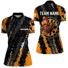 Load image into Gallery viewer, Funny Turkey Custom Orange Black Darts Shirts For Women, Thanksgiving Darts Jerseys, Darts Gifts TDM2758