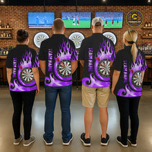 Load image into Gallery viewer, Black And Purple Custom Flame Light Darts Polo &amp; 1/4 Zip For Women, Darts League Team Jersey TDM5480