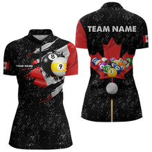 Load image into Gallery viewer, Custom Black Grunge Canada Flag 8 Ball &amp; 9 Ball Billiard Shirts For Women, Patriotic Billiard Jerseys TDM3434