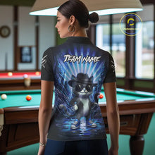 Load image into Gallery viewer, Funny Cat 8 Ball Billiard Shirt For Women Custom Blue Neon Graffiti Billiard Jersey Polo &amp; 1/4 Zip TDM5742