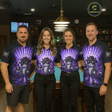 Load image into Gallery viewer, Funny Cat 8 Ball Billiard Shirt For Men Custom Purple Neon Graffiti Billiard Jersey Polo, 1/4 Zip TDM5743