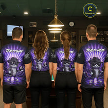 Load image into Gallery viewer, Funny Cat 8 Ball Billiard Shirt For Men Custom Purple Neon Graffiti Billiard Jersey Polo, 1/4 Zip TDM5743
