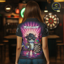 Load image into Gallery viewer, Pink Funny Cat Dartboard Neon Graffiti Darts Shirt For Women Custom Darts Jersey Team Polo &amp; 1/4 Zip TDM5744