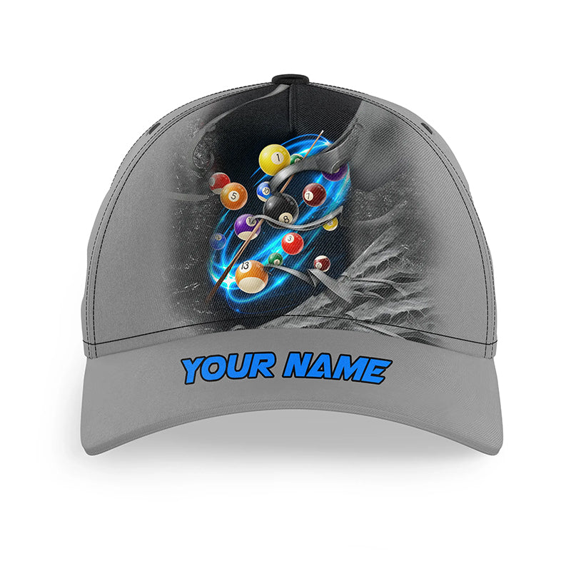 Personalized Blue Billiard Balls Lightning Baseball Cap For Pool Player Custom 3D Billiard Hats TDM3735