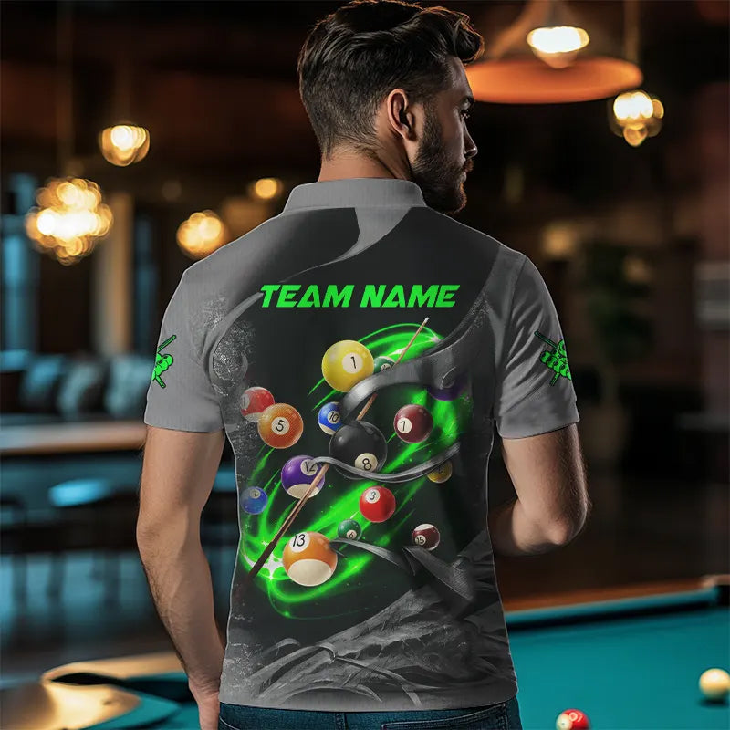 Personalized Panther Lightning 3D Billiard Balls Pool Shirts For Men, Billiard League Jersey |Green TDM3736