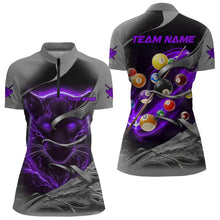 Load image into Gallery viewer, Personalized Panther Lightning 3D Billiard Balls Pool Shirts For Women, Billiard League Jersey|Purple TDM3737