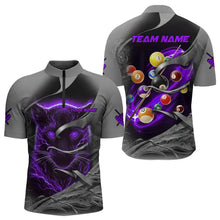 Load image into Gallery viewer, Personalized Panther Lightning 3D Billiard Balls Pool Shirts For Men, Billiard League Jersey|Purple TDM3737