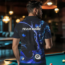 Load image into Gallery viewer, Personalized Blue 8 Ball Pool Panther 3D Billiard Shirts For Men, Team League Billiard Jerseys TDM3738