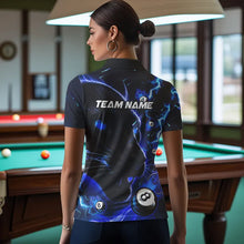 Load image into Gallery viewer, Personalized Blue 8 Ball Pool Panther 3D Billiard Shirts For Women, Team League Billiard Jerseys TDM3738