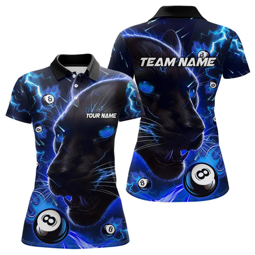 Personalized Blue 8 Ball Pool Panther 3D Billiard Shirts For Women, Team League Billiard Jerseys TDM3738