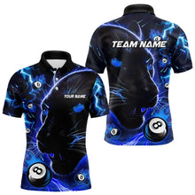 Load image into Gallery viewer, Personalized Blue 8 Ball Pool Panther 3D Billiard Shirts For Men, Team League Billiard Jerseys TDM3738