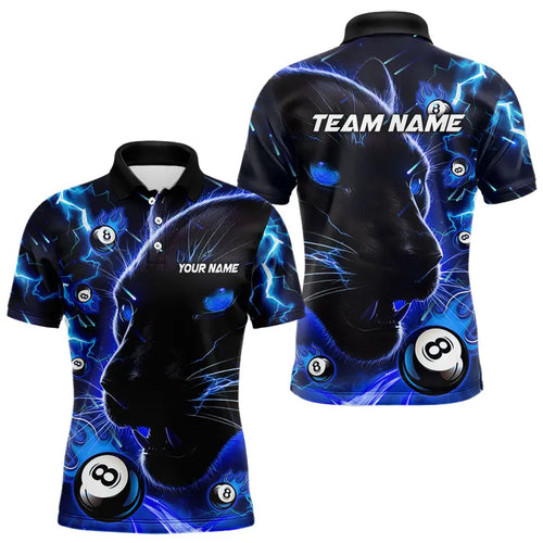 Personalized Blue 8 Ball Pool Panther 3D Billiard Shirts For Men, Team League Billiard Jerseys TDM3738